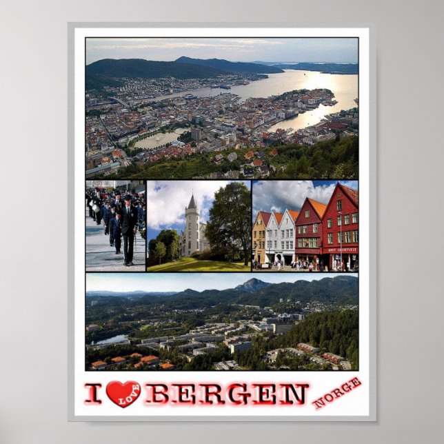 Póster Bergen - Norge - Amo - (Frente)