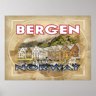 Póster Bergen, Visitar Noruega