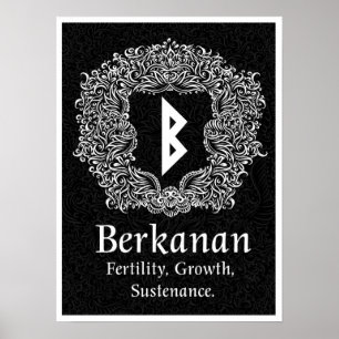 Póster Berkanan Rune /Fertility/Black Version