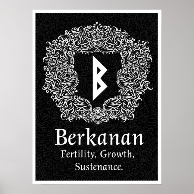 Póster Berkanan Rune /Fertility/Black Version (Frente)