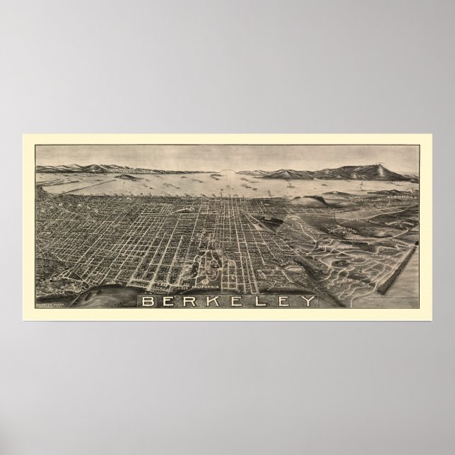 Póster Berkeley, CA Panoramic Map - 1909 (Frente)