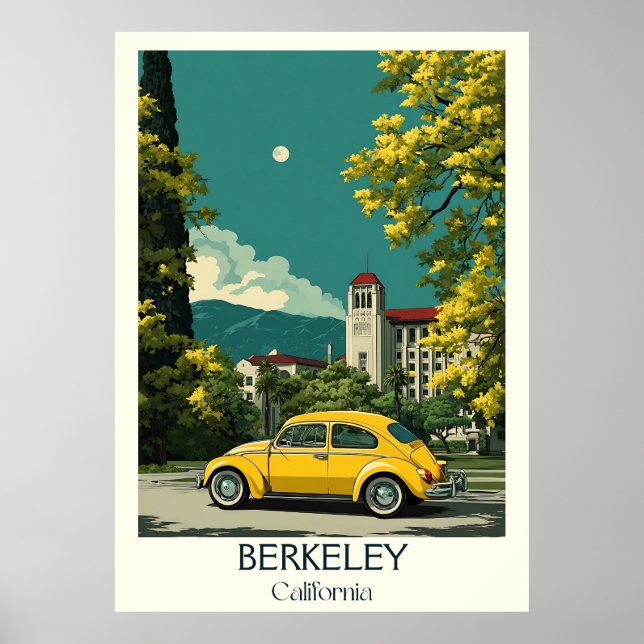 Póster Berkeley California Art Print | Universidad Retro (Frente)
