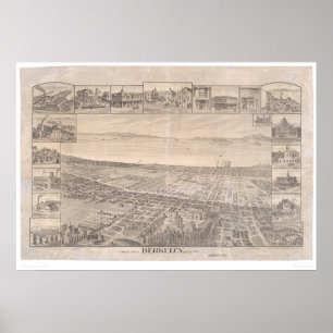 Póster Berkeley, mapa panorámico 1891 (0099A) - malestar