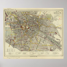 Póster Berlin 1883 Historic Map – Letts Popular Atlas Map