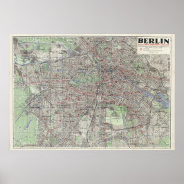 Póster Berlin 1930 Map, Germany Map, Vintage Wall Art