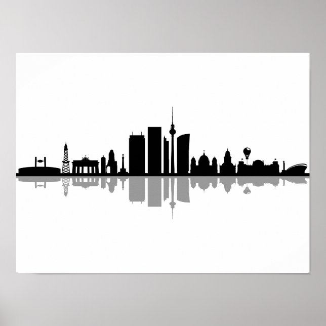 Póster BERLIN Alemania Capital City Skyline Silhouette (Frente)