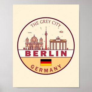 Póster Berlin Alemania City Skyline Emblem