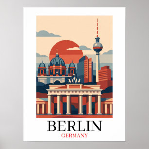 Póster Berlín Alemania Ciudad Silueta – Vintage Minimalis
