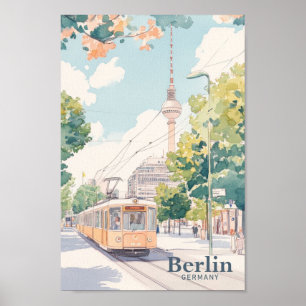 Póster Berlín Alemania Gouache Paint Ilustracion Viajes P