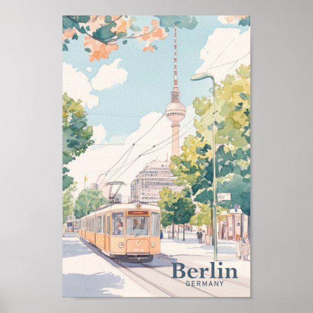 Póster Berlín Alemania Gouache Paint Ilustracion Viajes P (Frente)