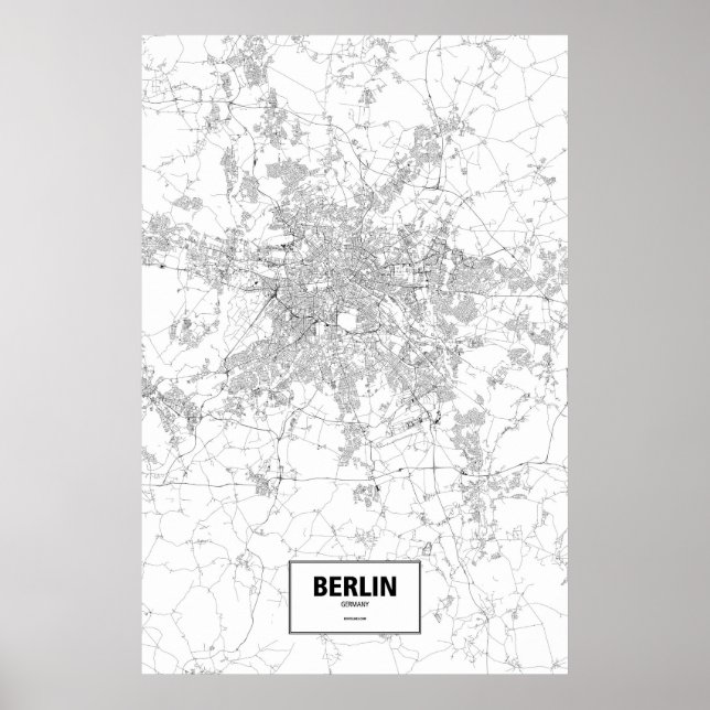Póster Berlín, Alemania (negro sobre blanco) (Frente)