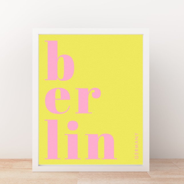 Póster Berlín Alemania tipografía moderna amarillo rosa (Subido por el creador)
