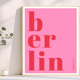 Póster Berlín Alemania tipografía moderna de color rojo r