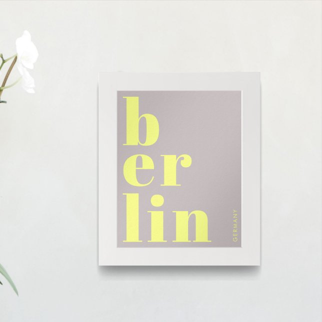 Póster Berlín Alemania tipografía moderna gris amarillo (Subido por el creador)