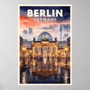 Póster Berlín Alemania Viaje Vintage