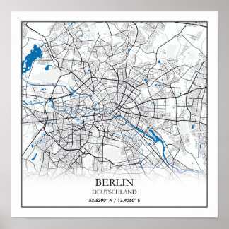 Póster Berlín Deutschland Alemania Coordenadas de mapas d