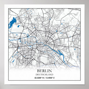 Póster Berlín Deutschland Alemania Coordenadas del mapa d