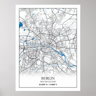 Póster Berlín Deutschland Alemania Coordenadas del mapa d