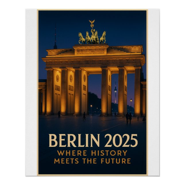 Póster Berlín - "Luces de la Puerta de Brandenburgo" (Anverso)