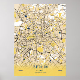 Póster Berlín - Mapa de la ciudad amarillo-gerario