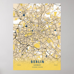 Póster Berlín - Mapa de la ciudad amarillo-gerario