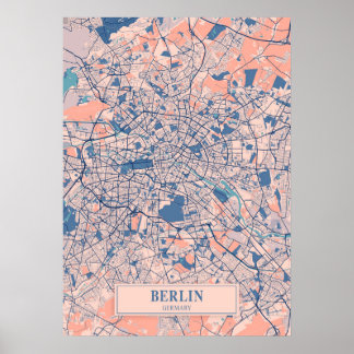Póster Berlín - Mapa de la ciudad de Germary Breezy