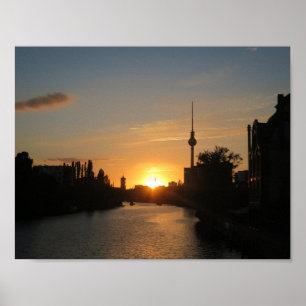 Póster Berlín Nacht Alemania Fernsehturm Nacht Skyline