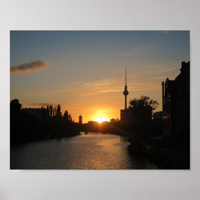 Póster Berlín Nacht Alemania Fernsehturm Nacht Skyline (Frente)