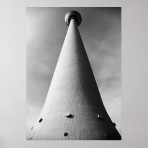 Póster Berliner Fernsehturm Schwarz Weiß