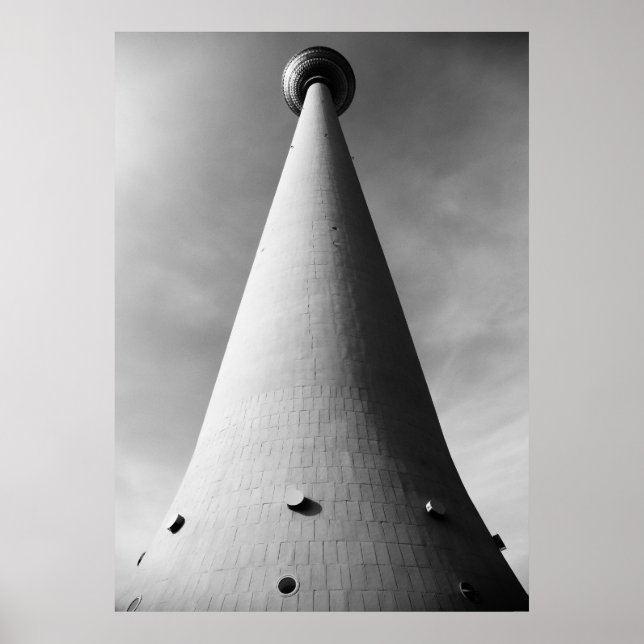 Póster Berliner Fernsehturm Schwarz Weiß (Frente)