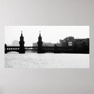 Póster Berliner Oberbaumbrücke Schwarz Weiß