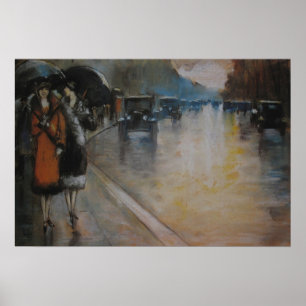 Póster Berliner Straße im Regen