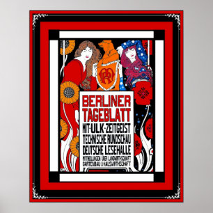 Póster Berliner Tageblatt, poster del periódico de época,