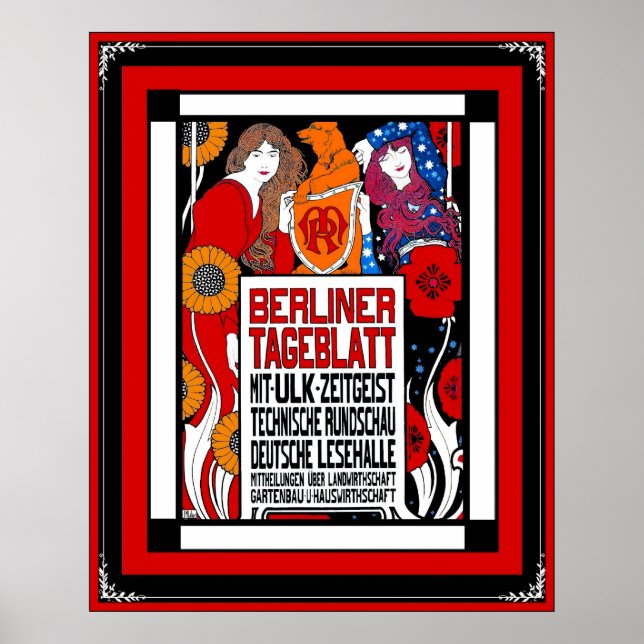 Póster Berliner Tageblatt, poster del periódico de época, (Frente)