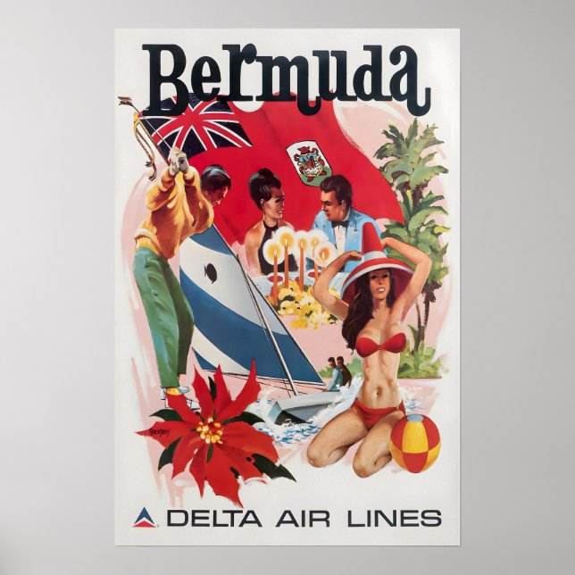 Póster Bermuda Art Daniel Sweeney Print Delta Airlines Tr (Frente)