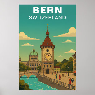 Póster Bern Suiza Histórico Medieval Antiguo Barrio Viaje