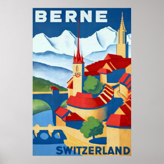 Póster Berna ~ Suiza: cartel de viaje suizo vintage