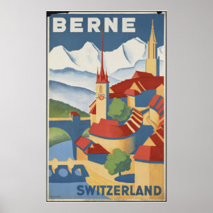 Póster Berna Suiza Viaje añejo Poster Ad Retro