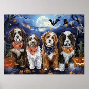 Póster Bernedoodle Halloween Spooky
