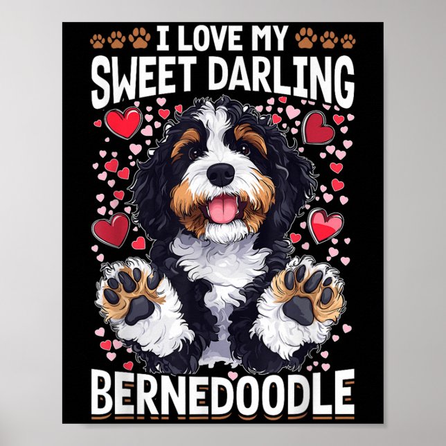 Póster Bernedoodle Perro Raza Yo Amo Mi Dulce Berlina (Frente)