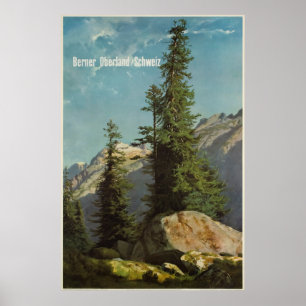 Póster Berner Oberland, Schweiz, Poster de esquí de viaje