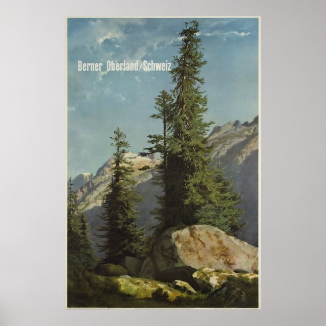 Póster Berner Oberland, Schweiz, Poster de esquí de viaje (Frente)