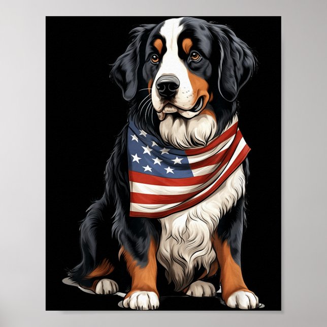 Póster Berner Us Flag Bernese Mountain Dog Owner Mom Dad  (Frente)