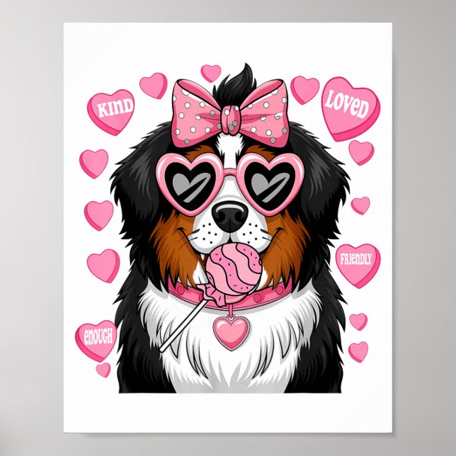 Póster Bernese Mountain Coquette Dog Pet Lover Owner  (Frente)