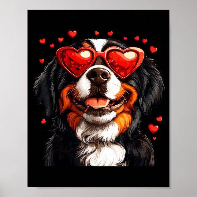 Póster Bernese Mountain Cute Berner Dog Lover Valentines  (Frente)