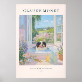 Póster Bernese Mountain Dog Art Print Monet Style Floral