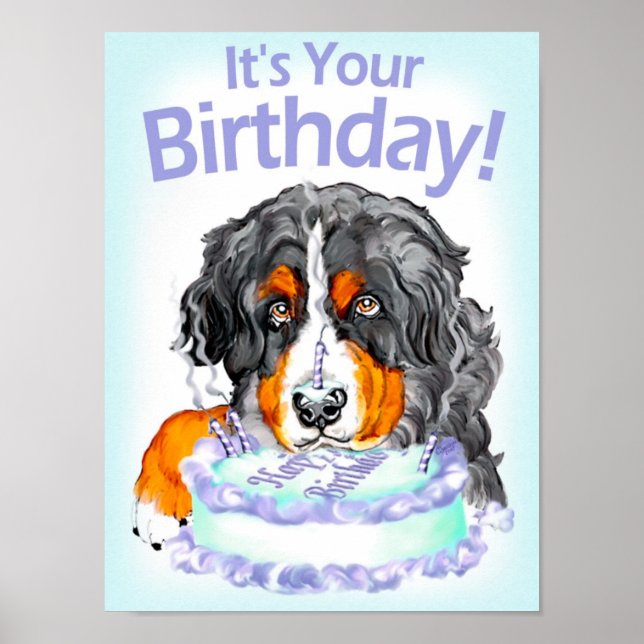 Póster Bernese Mountain Dog Birthday Poster (Frente)