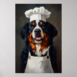 Póster Bernese Mountain Dog In Chefs Hat Poster, Pet
