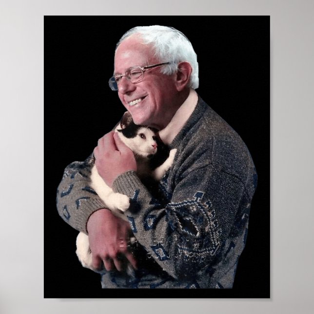Póster Bernie Sanders Abrazando a un camisón de gato a un (Frente)