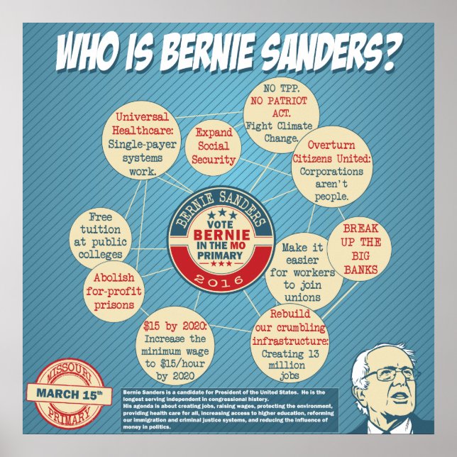 Póster Bernie Sanders para presidente (Frente)